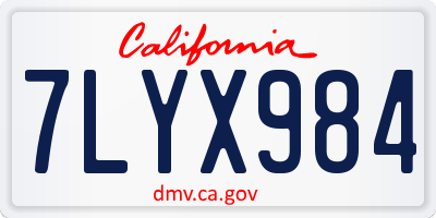 CA license plate 7LYX984