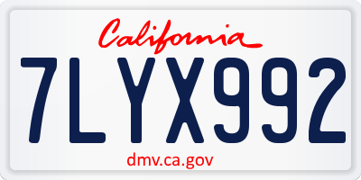 CA license plate 7LYX992