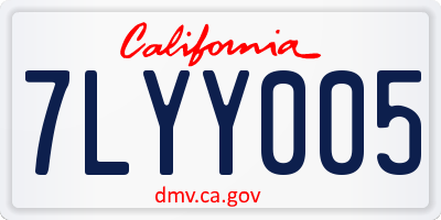 CA license plate 7LYY005