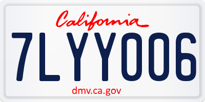 CA license plate 7LYY006