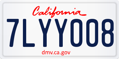 CA license plate 7LYY008