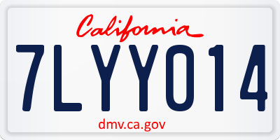 CA license plate 7LYY014