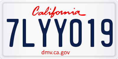 CA license plate 7LYY019