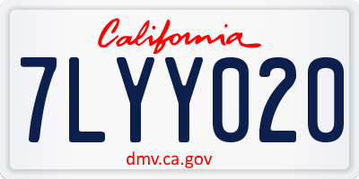 CA license plate 7LYY020