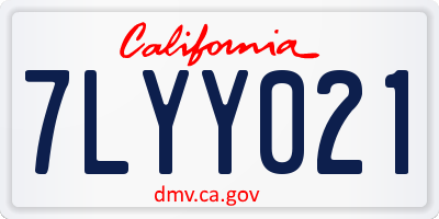 CA license plate 7LYY021