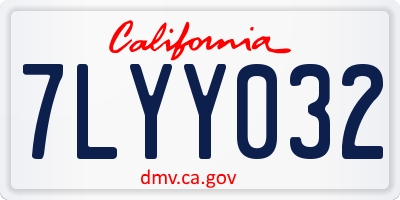 CA license plate 7LYY032