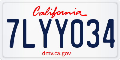 CA license plate 7LYY034