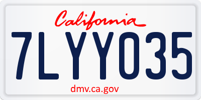 CA license plate 7LYY035