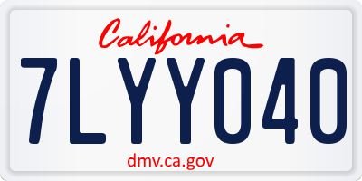 CA license plate 7LYY040