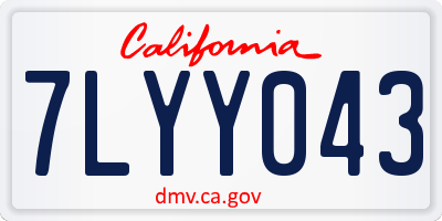 CA license plate 7LYY043