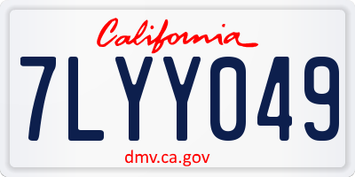 CA license plate 7LYY049