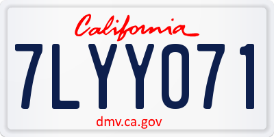 CA license plate 7LYY071