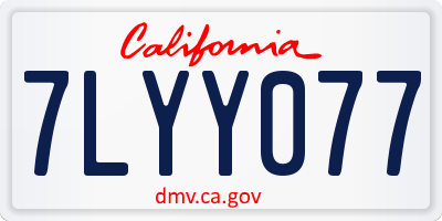 CA license plate 7LYY077
