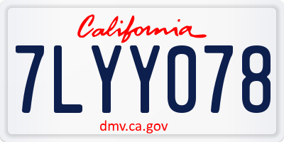 CA license plate 7LYY078