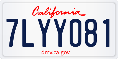 CA license plate 7LYY081