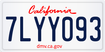 CA license plate 7LYY093