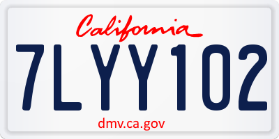 CA license plate 7LYY102