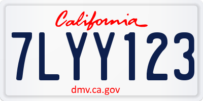 CA license plate 7LYY123