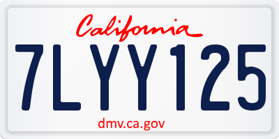 CA license plate 7LYY125