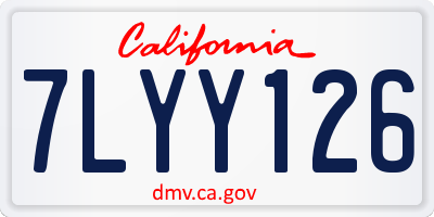 CA license plate 7LYY126