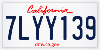 CA license plate 7LYY139