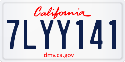 CA license plate 7LYY141