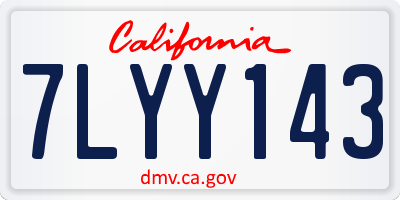 CA license plate 7LYY143