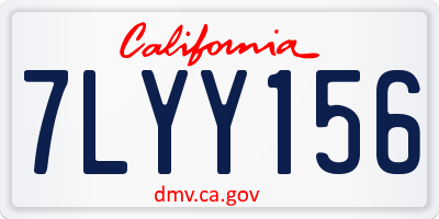 CA license plate 7LYY156