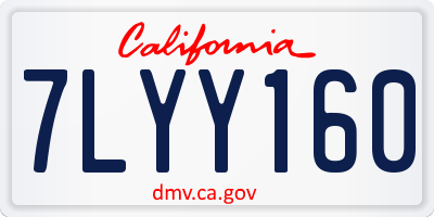 CA license plate 7LYY160