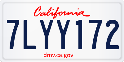 CA license plate 7LYY172