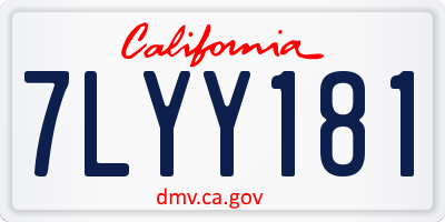 CA license plate 7LYY181