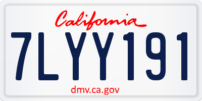 CA license plate 7LYY191