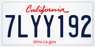 CA license plate 7LYY192