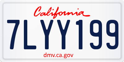 CA license plate 7LYY199