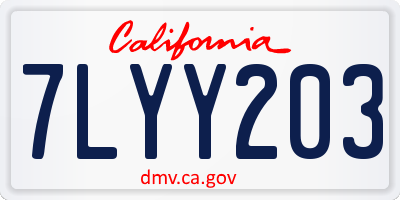 CA license plate 7LYY203