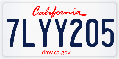 CA license plate 7LYY205
