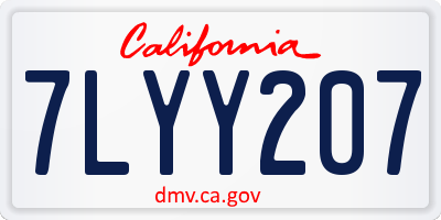 CA license plate 7LYY207