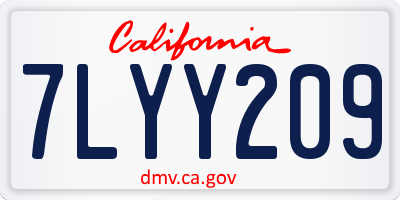 CA license plate 7LYY209