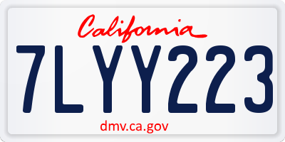 CA license plate 7LYY223