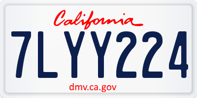 CA license plate 7LYY224