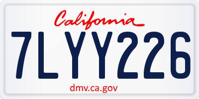CA license plate 7LYY226