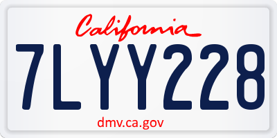 CA license plate 7LYY228