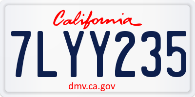 CA license plate 7LYY235