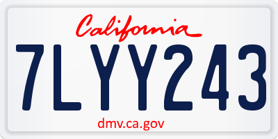 CA license plate 7LYY243