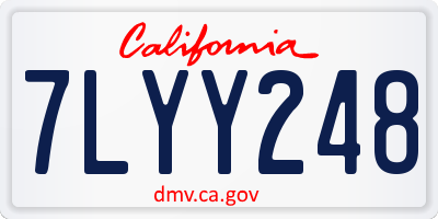 CA license plate 7LYY248