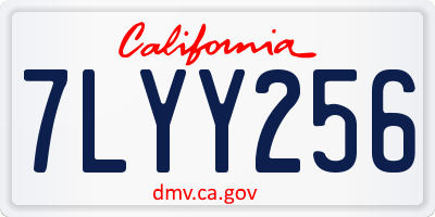 CA license plate 7LYY256