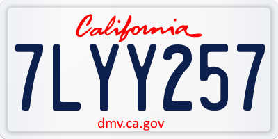 CA license plate 7LYY257