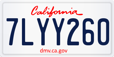 CA license plate 7LYY260