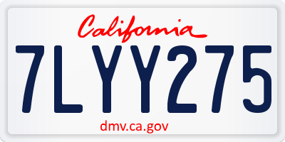 CA license plate 7LYY275