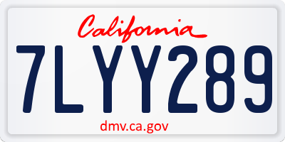 CA license plate 7LYY289